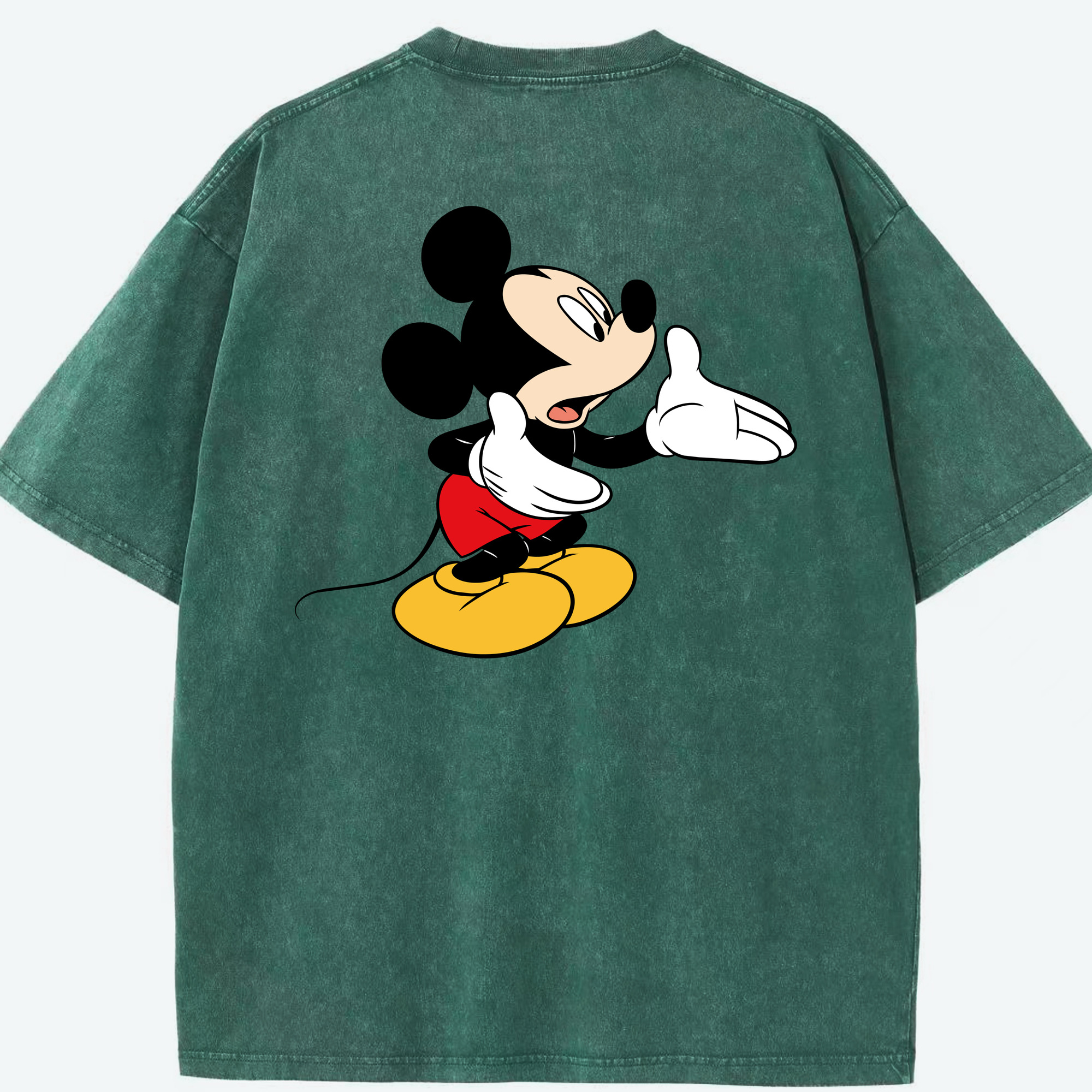 （画像用） ミッキーマウス Mickey Mouse 綿100% ヴィンテージ風 半袖Tシャツ（背面プリント）
